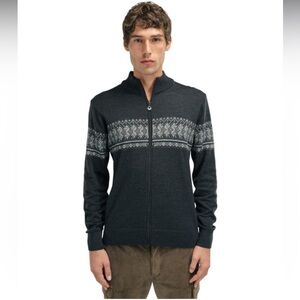 DALE OF NORWAY Hovden Men’s Full-Zip Merino Cardigan Sweater - Charcoal, size S